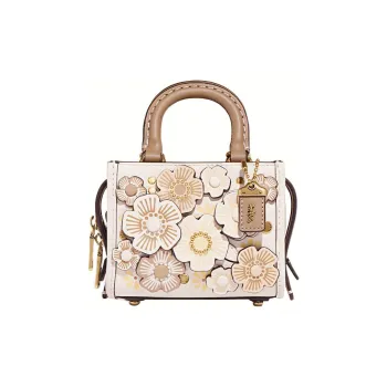 COACH Rogue Leather Square Bag, Shoulder Bag, Crossbody Bag Mini Women's White
