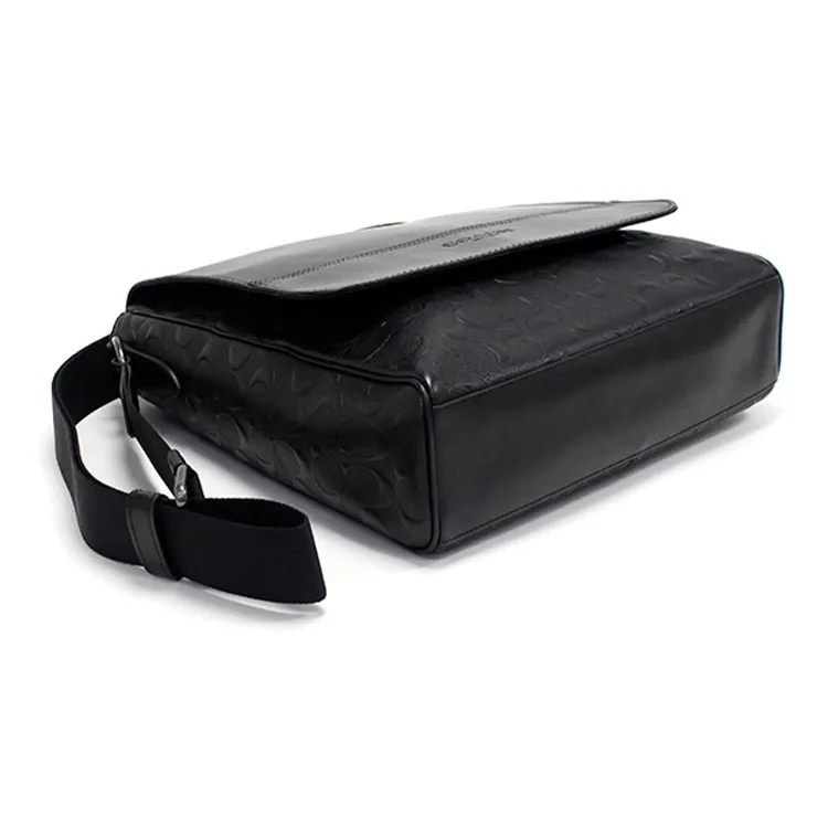 COACH Houston Leather Shoulder Bags Messenger Bag Crossbody Bags Large Size Men's Black-2