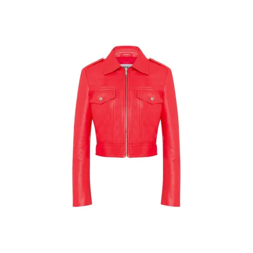 MOSCHINO Leather Jackets Women's Red