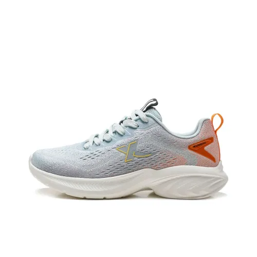 XTEP Running Shoes Men Low Top Snow Mist Green/Slate Gray/Orange Yellow
