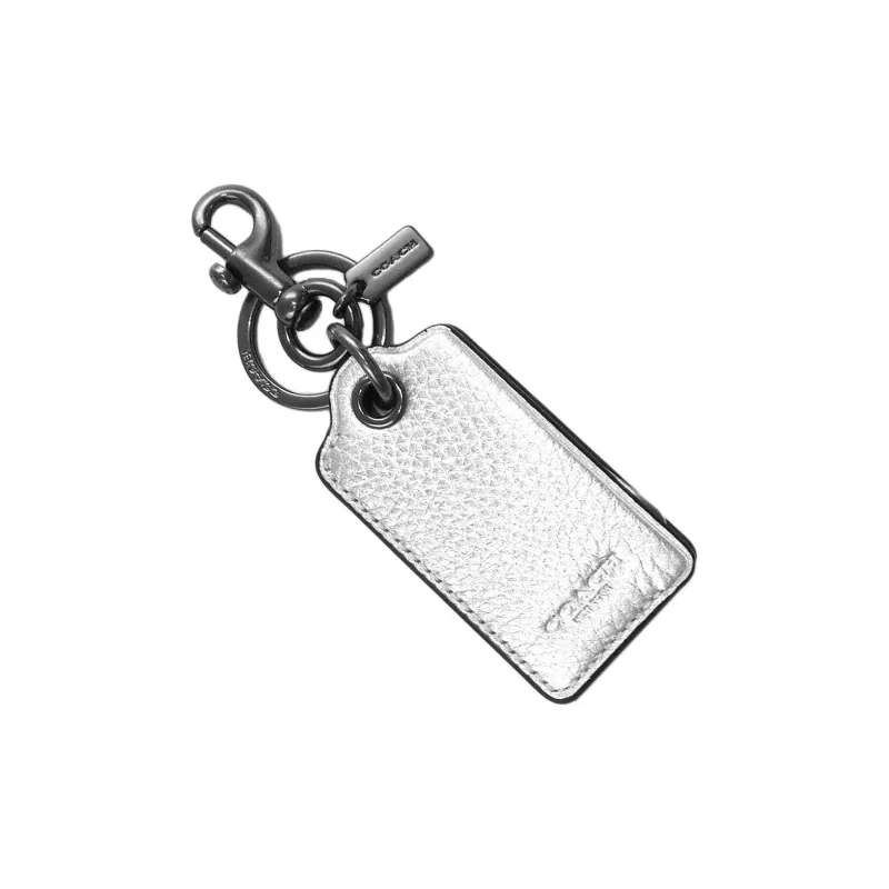 COACH Leather Keychain Bag Accessory Women's Silver-4