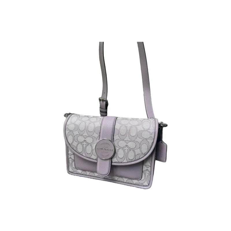 COACH Lonnie Fabric With Cow Leather Shoulder Bag, Crossbody Bag Women's Lilac Purple-2