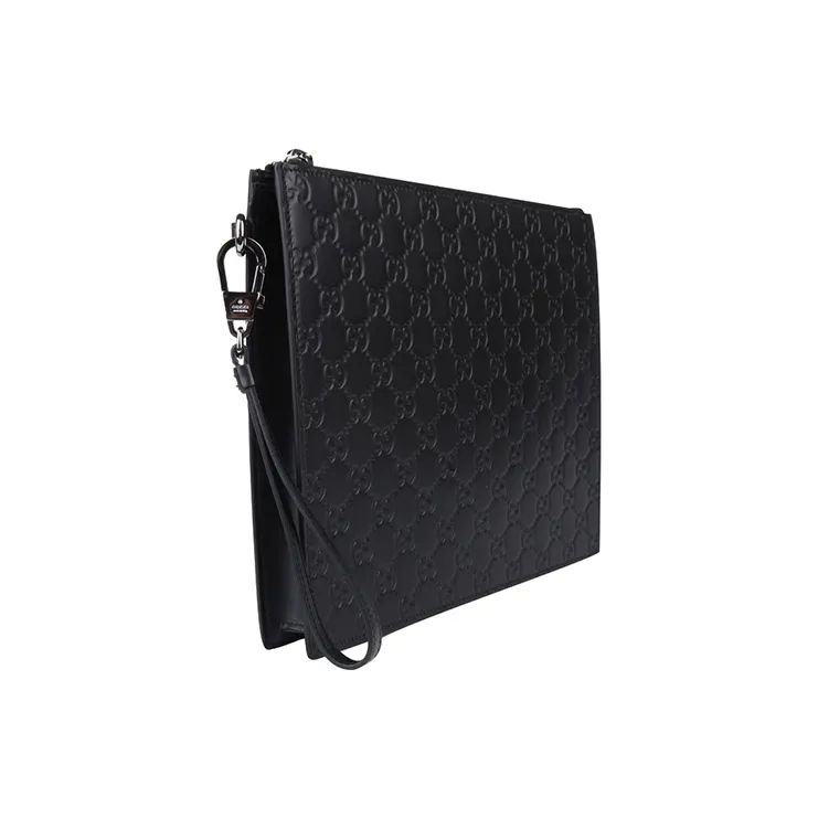 GUCCI Cow Leather Clutch Large Size Men's Black-1