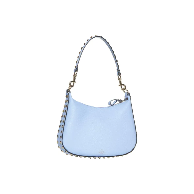 Valentino Rockstud Cow Leather Hobo Bag Shoulder Bag Crossbody Bag Small Size Women's Poplin Blue-2