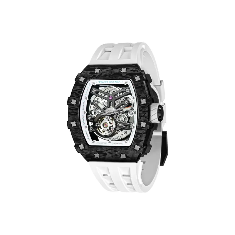 TSAR BOMBA Automatic Mechanical Movement Silicone Strap Watch Men's Watches Black Dial-6