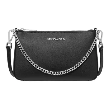 MICHAEL KORS Jet Set Saffiano Leather Handbag Shoulder Bag Crossbody Bag Medium Size Women's Black