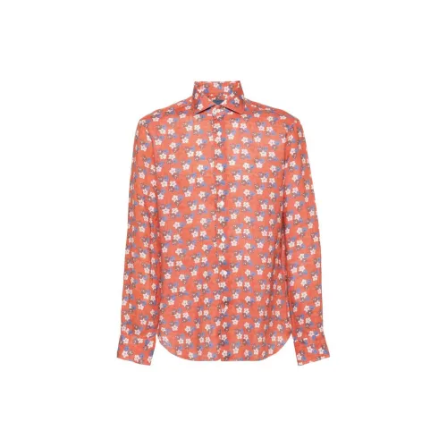 BARBA Floral-print Linen Shirt