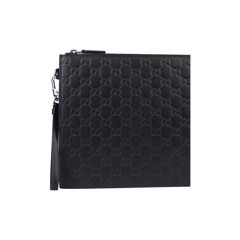 GUCCI Cow Leather Clutch Large Size Men's Black-4
