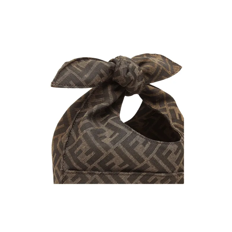 FENDI FF Jacquard Fabric Handbag Mini Women's Brown-4
