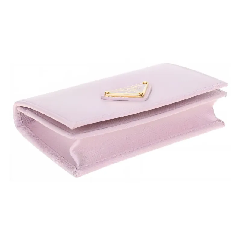 PRADA Saffiano Cow Leather Wallet Women's Pink-2