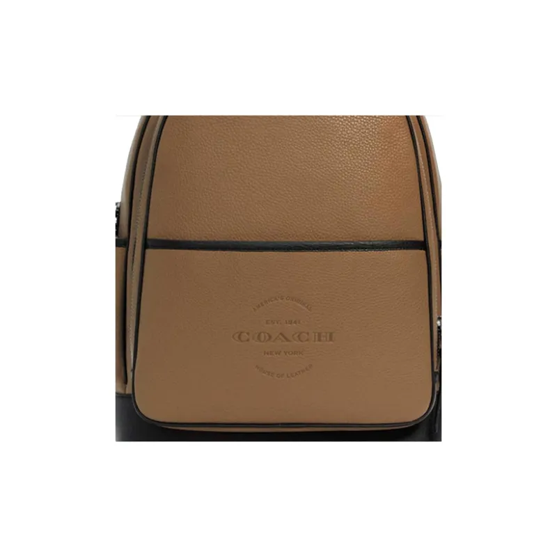COACH Thompson Leather Backpack Medium Size Unisex Khaki Brown-3