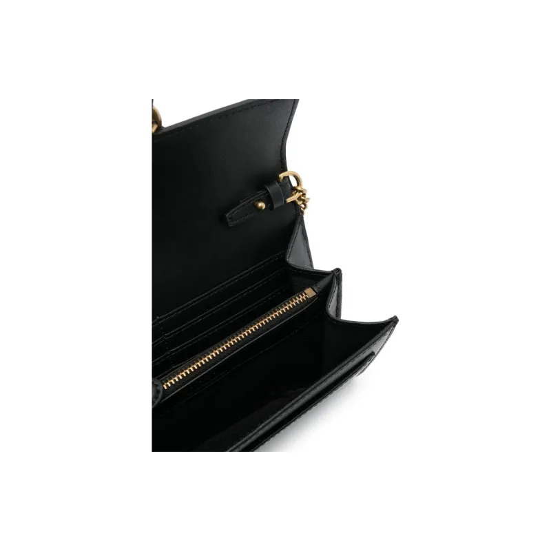 PINKO Calfskin Small Square Bag, Crossbody Bag, Shoulder Bag Women's Black-3