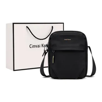 CinvaiKrose Fabric Urban Techwear Messenger Bag Shoulder Bag Crossbody Bag Small Size Men's Black