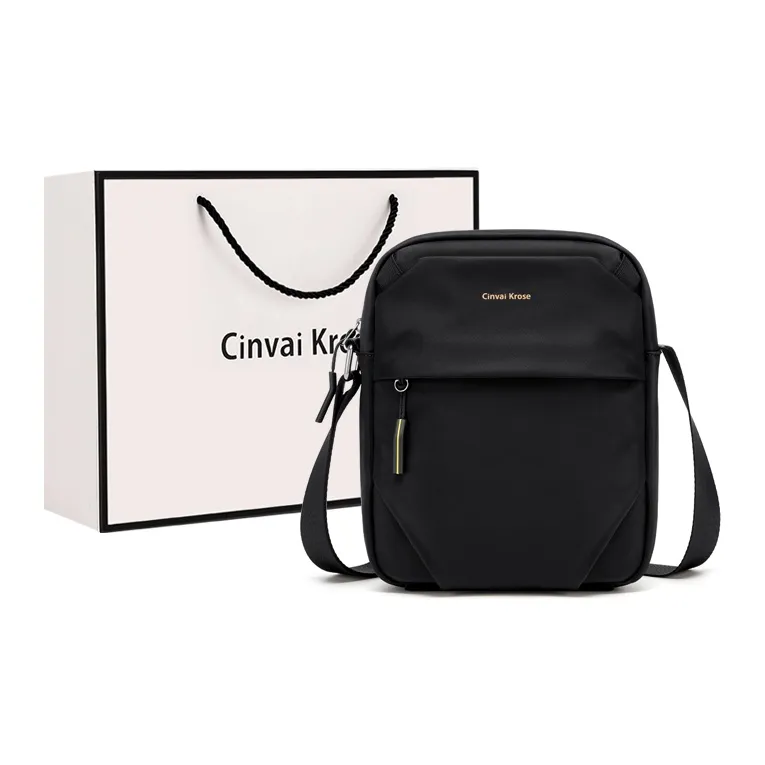 CinvaiKrose Fabric Urban Techwear Messenger Bag Shoulder Bag Crossbody Bag Small Size Men's Black-0