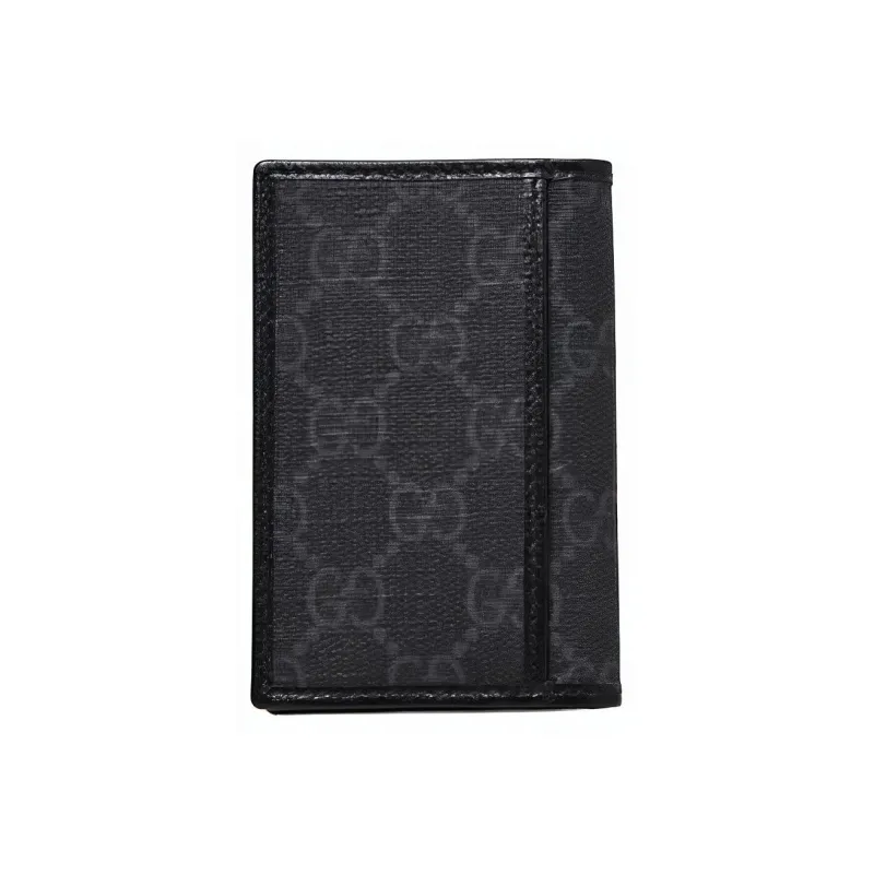 GUCCI Canvas Card Holder, Wallet Men's Black-4