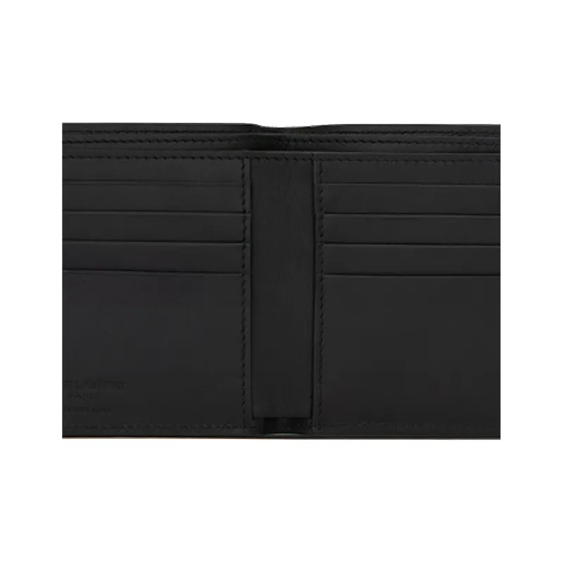 SAINT LAURENT Smooth Leather Wallet Men's Black-5