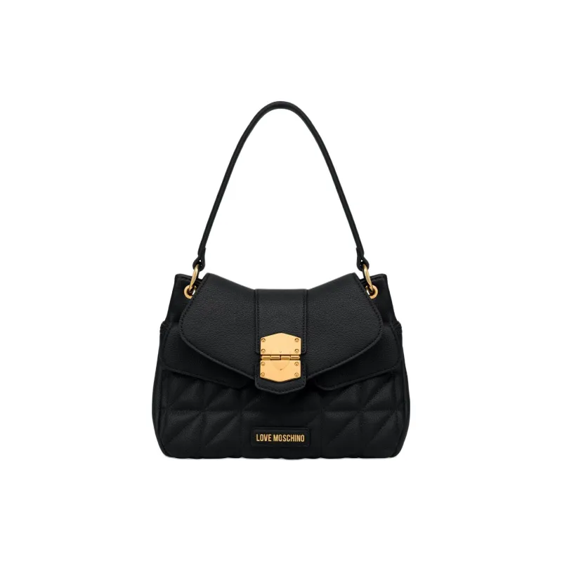 LOVE MOSCHINO Polyurethane Hobo Bag, Shoulder Bag, Crossbody Bag, Handbag Women's Black-0