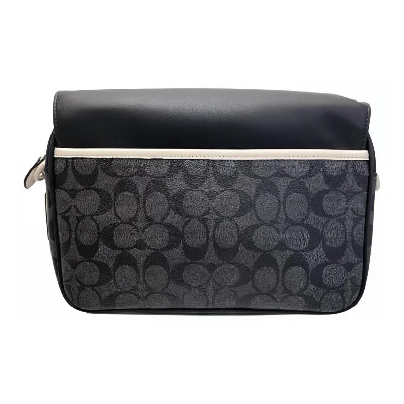 COACH Track Canvas Messenger Bag, Shoulder Bag, Crossbody Bag Tubas Men's Black & White-3