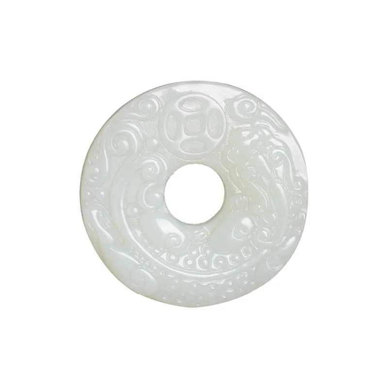 Ingenuity Hetian Jade Pendants Unisex Pale Greenish White Jade-0