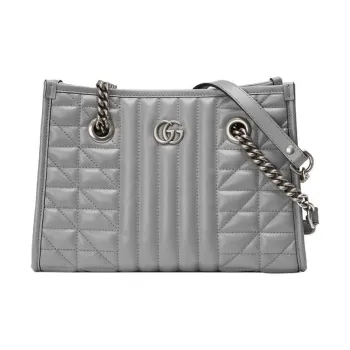 GUCCI Marmont Quilted Leather Tote Bag, Shopping Bag, Shoulder Bag, Crossbody Bag Women's Gray
