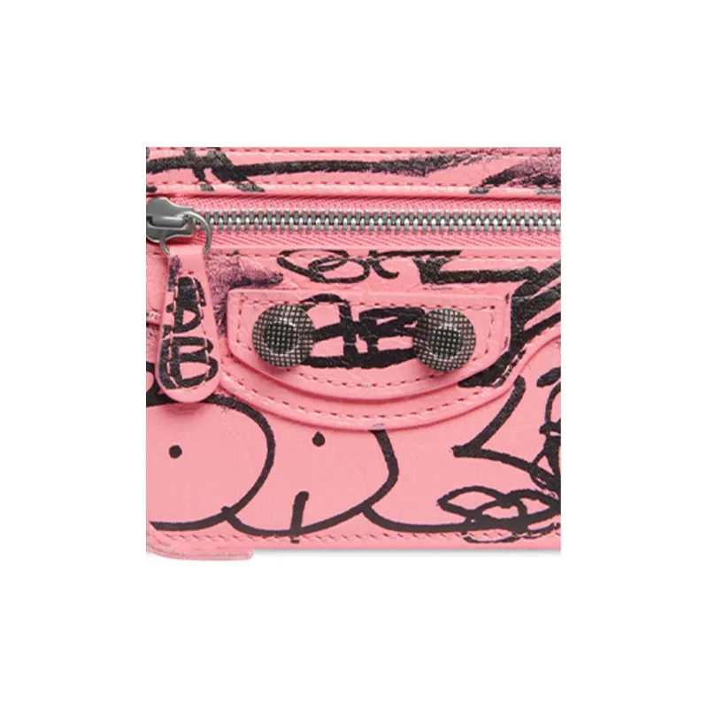 Balenciaga Le Cagole Lambskin Wallet, Card Holder Women's Pink-4