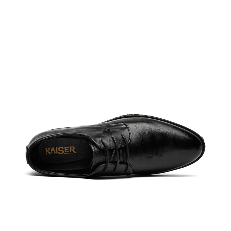KAISER Large Foot Casual Leather Derby Shoes Men's Black-2