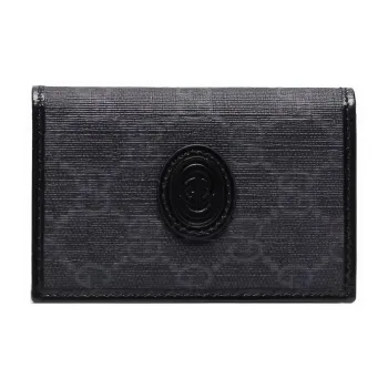 GUCCI Canvas Card Holder Wallet Men's Black