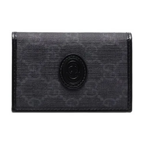 GUCCI Canvas Card Holder Wallet Men's Black