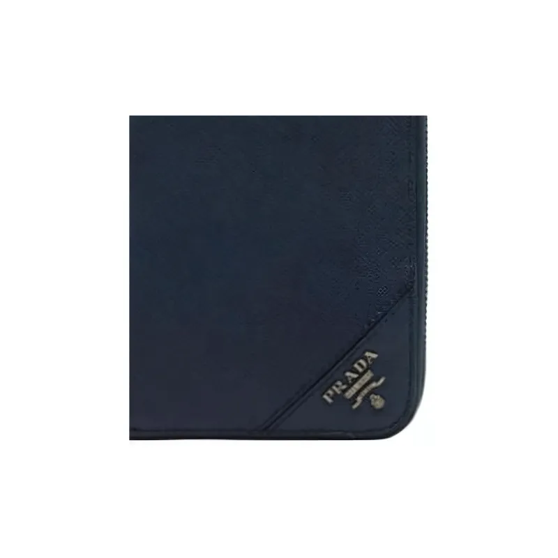 PRADA Cow Leather Wallet Men's Navy-4