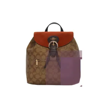COACH Kleo Fabric With Leather Backpack Medium Size Women's Khaki