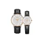 Gold Case White Dial Black Strap (Couple's (1 Pair))