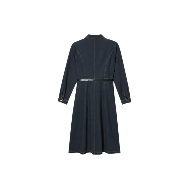PSALTER Long Sleeved Dress Women's Vintage Blue-1