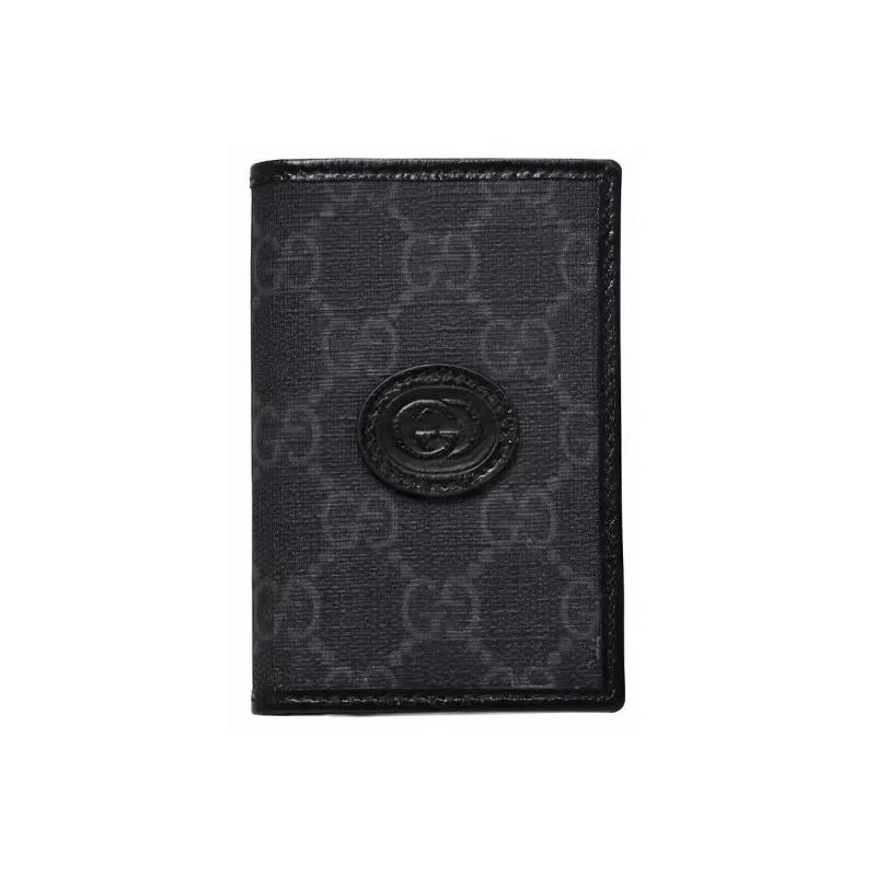 GUCCI Canvas Card Holder, Wallet Men's Black-3