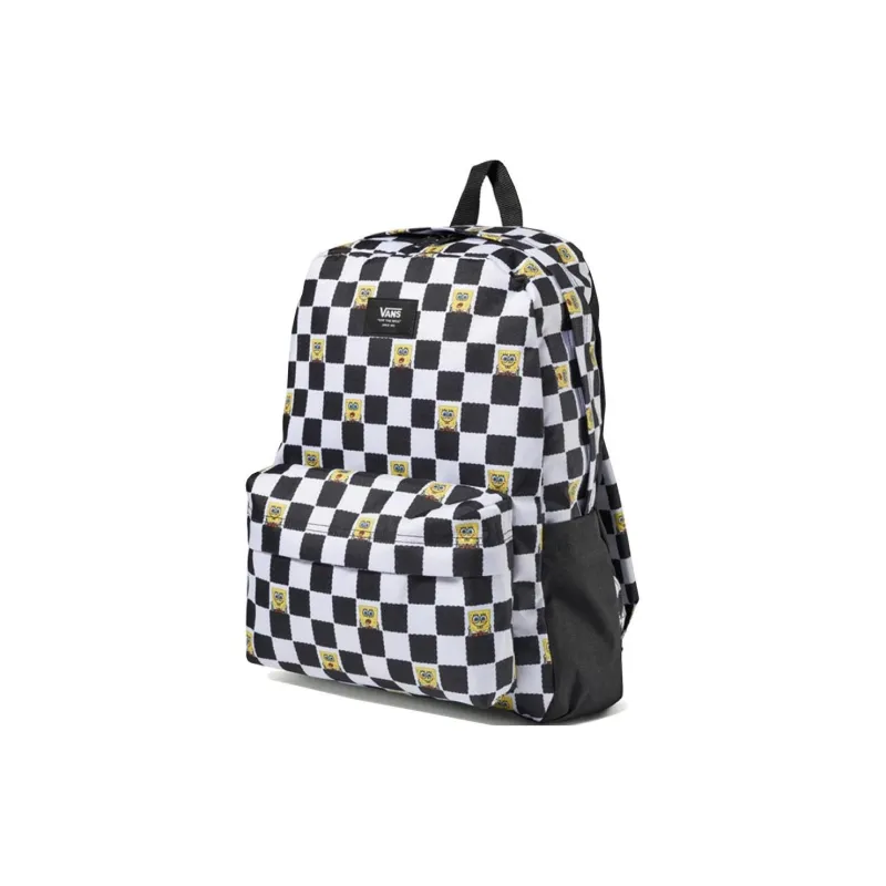 Vans Sponge Baby Collaboration Polyester Backpack Regular Unisex Black White Checkerboard-4