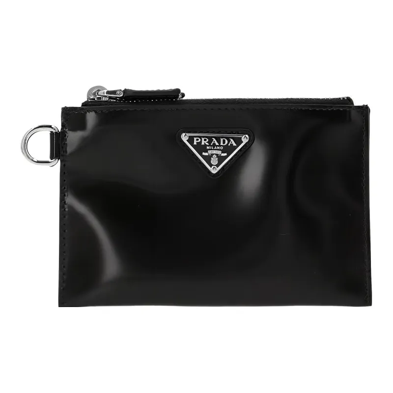 PRADA Cow Leather Clutch Men's Black-0