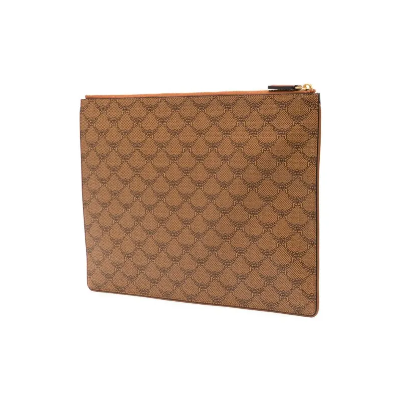 MCM Canvas With Leather Clutch Extra Large Men's Cognac-1