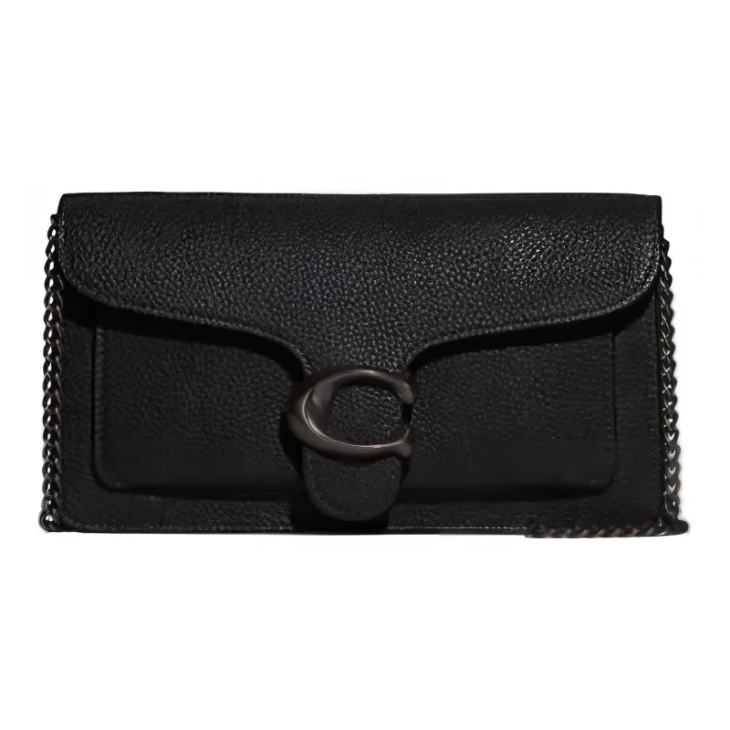 COACH Tabby Pebble Texture Cow Leather Shoulder Bag, Crossbody Bag, Clutch Trumpets Women's Black-0