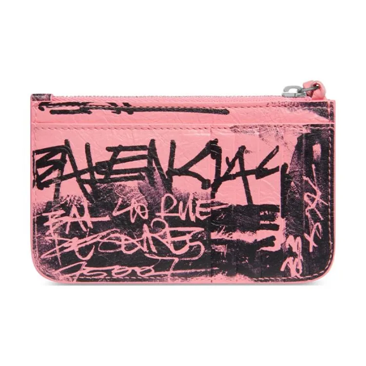 Balenciaga Le Cagole Lambskin Wallet, Card Holder Women's Pink-1