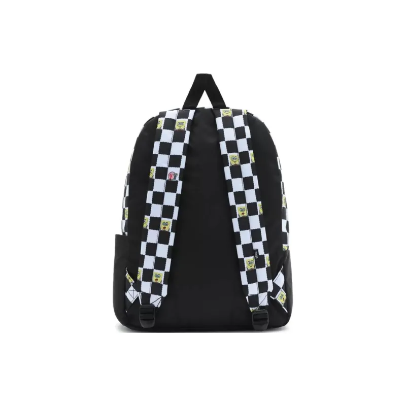 Vans Sponge Baby Collaboration Polyester Backpack Regular Unisex Black White Checkerboard-3