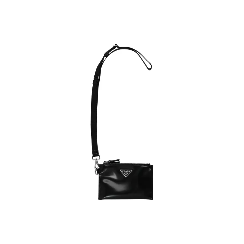 PRADA Cow Leather Clutch Men's Black-3