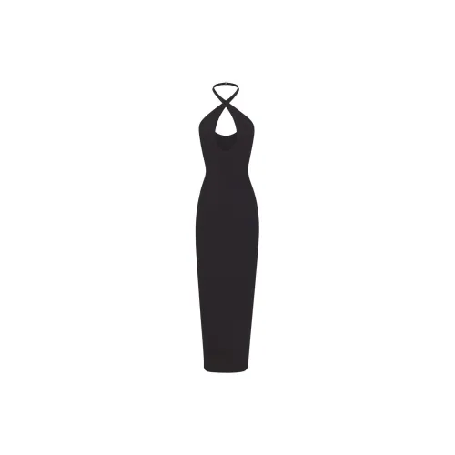 SKIMS FITS EVERYBODY HALTER LONG DRESS Sleeveless Dress Women's ONYX/Onyx