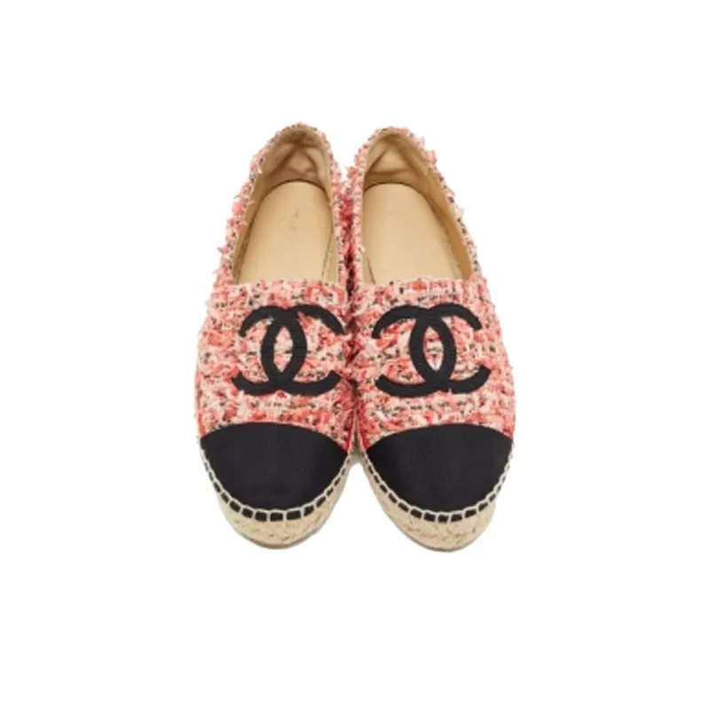 CHANEL Casual Single Shoes Women's Black Red-4