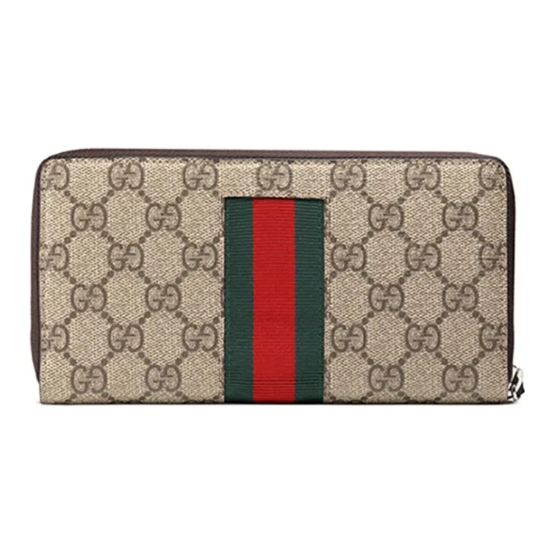 GUCCI Canvas With Leather Wallet Men's Beige/Ebony-1
