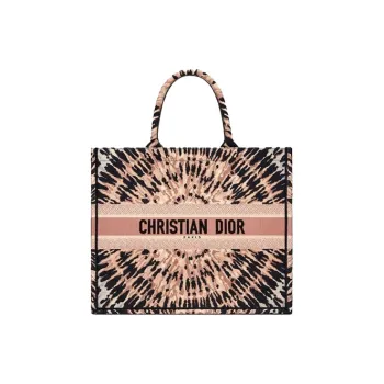 DIOR BookTote Fabric Tote Bag, Shopping Bag, Shoulder Bag, Handbag Tubas Women's Pink/Black/White