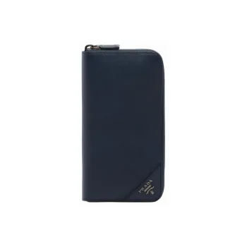 PRADA Cow Leather Wallet Men's Navy