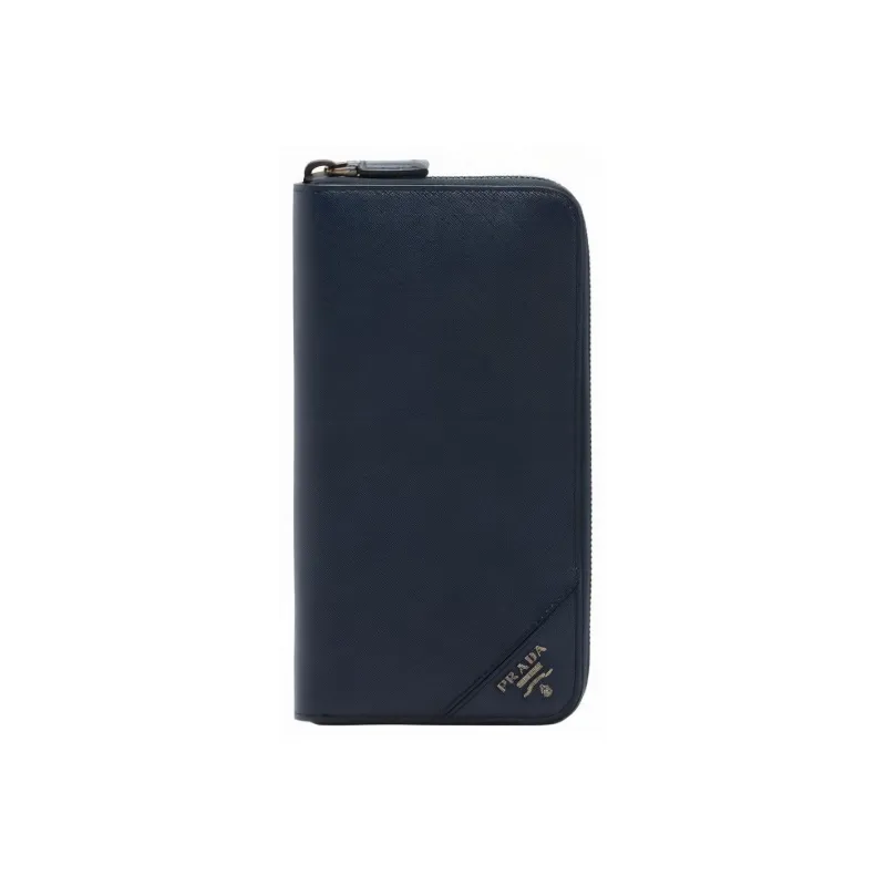 PRADA Cow Leather Wallet Men's Navy-0