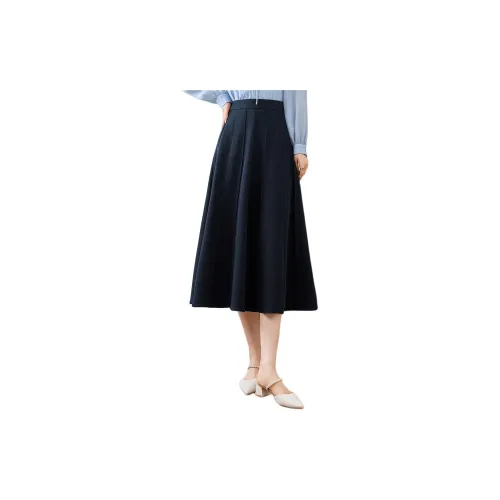 Like the age of water Casual Long Skirts Women's Navy Blue