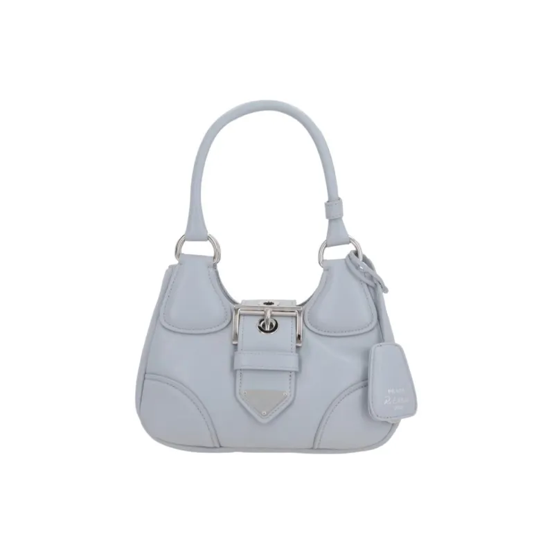 PRADA Moon Series Leather Shoulder Bag Moon Bag Crossbody Bag Handbag Women's Light Blue-0