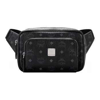 MCM Fursten Visetos Leather Fanny Pack Trumpets Men's Black