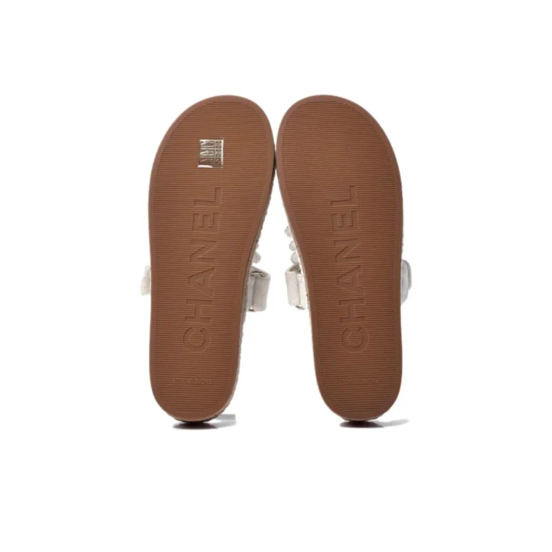 CHANEL Slide Slippers Women's Ivory-4